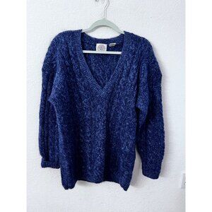 Cape Isle Knitters Mohair Blend Cable Knit V-Neck Sweater women size M
